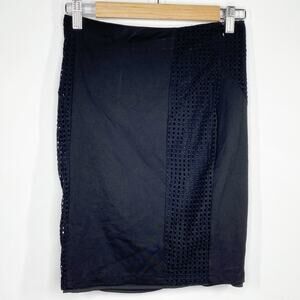Guess Black Embroidered Eyelet Pencil Skirt Women's Size Extra Small XS